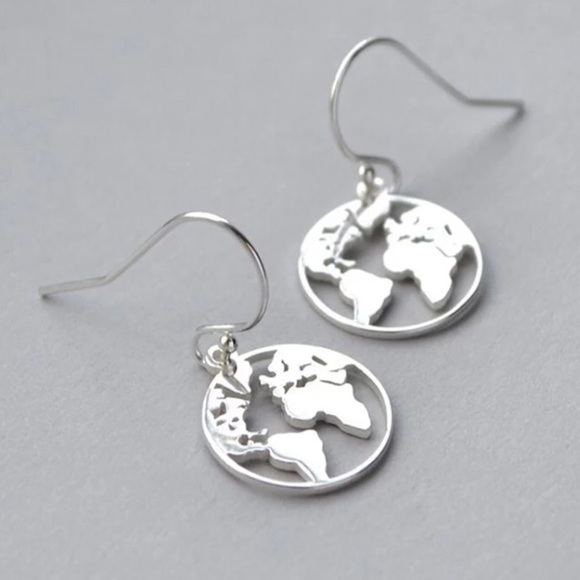Wanderlust World Map Earrings - Picture 3 of 3